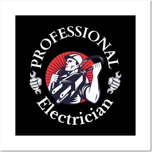 Professional Electrician Funny Motivational Design Posters and Art